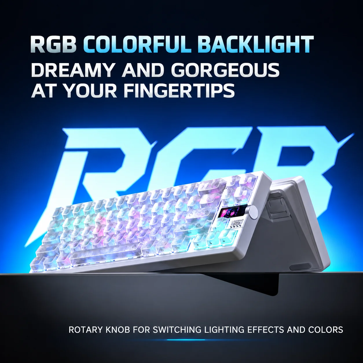 LINGBAO K68 Magnetic Switch Gaming Keyboard, Custom Mechanical Keyboard with Smart Display Screen & Multi-Function Knob for Espo