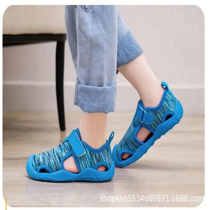 Children Sandals Girls New Shoes Children Soft Velcro Sandals Summer Package Head Sports Sandals New Popular Outdoor Soft Shoes