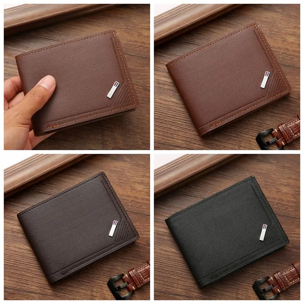 

Soft PU Leather Men's Short Wallet Large Capacity Thin Male Leather Purse Multi-position Money Clip Men Coin Pocket Male