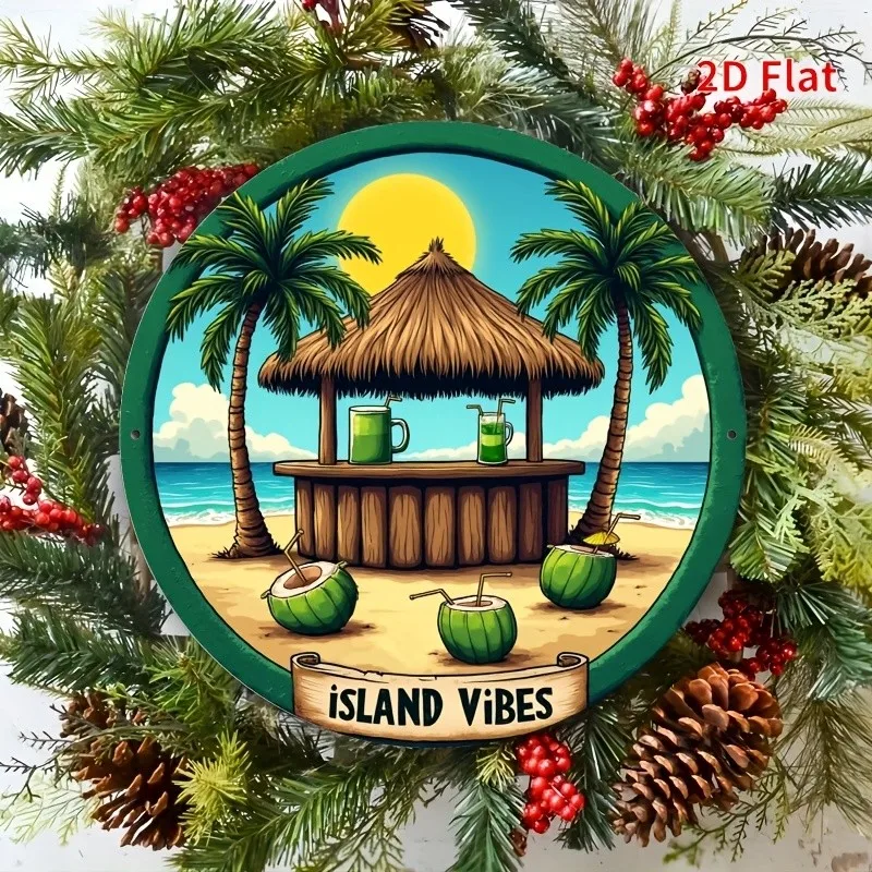 Vintage Tropical Beach Bar Aluminum Tin Metal Signs Home Décor Wall Art 8x8