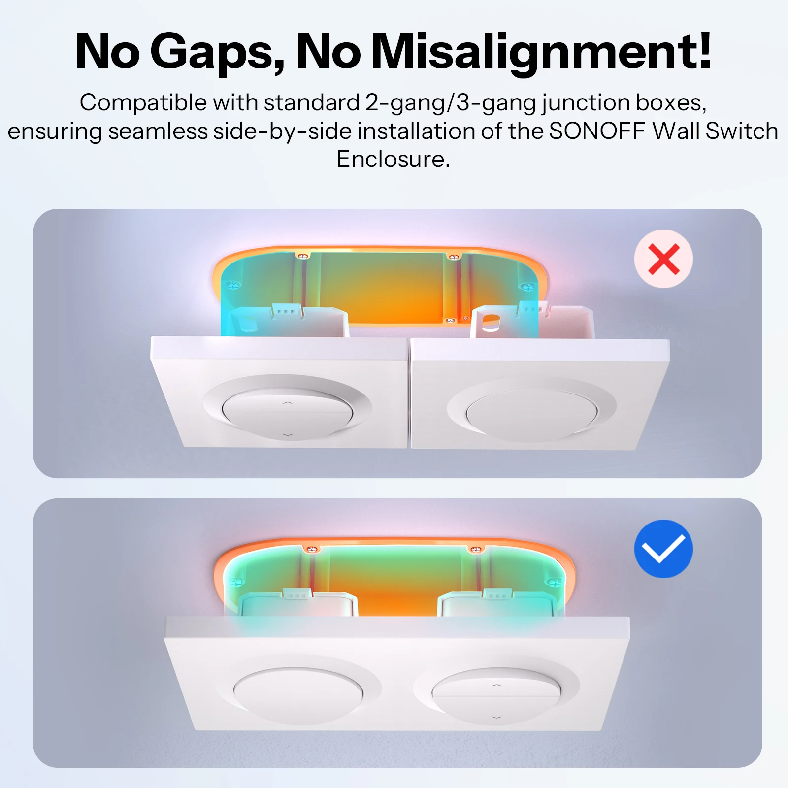 SONOFF Orb-2/3 Gang Wall Switch Frame EF2G/EF3G Adapted For Fusion Series Orb-RBS/Orb-ZBW1L/Orb-MW1/E1GS Designed For Enclosures