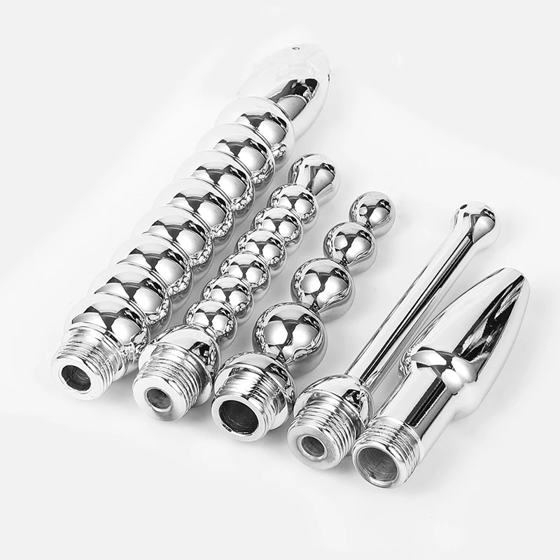 Douche Enema Vagina Anal Cleaning Switch Faucet Attachment Metal Enema Syringe Shower Male Butt Plug Nozzle Tip Gay Sex Massager