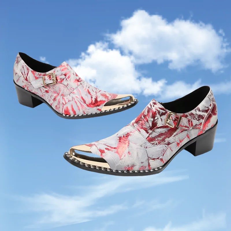 

Mens Leather High Heels Oxfords Slip On Iron Pointed Toe Chelsea Men Formal Shoes Zapatos Para Hombres Sapato Social Masculino