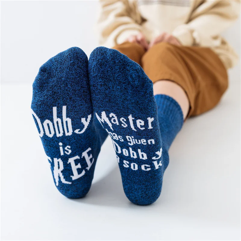 Lovely Unisex Knitted Mid Calf Socks Letter Print Sox Master Has Given Dobby a Sock Spring Autumn Winter Warm Socks Gifts