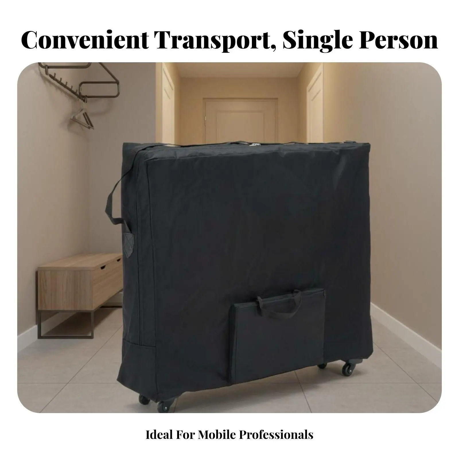 Folding Massage Bed Travel Bag with Smooth Rolling Casters for Portable Massage Table Professional Equipment Protection