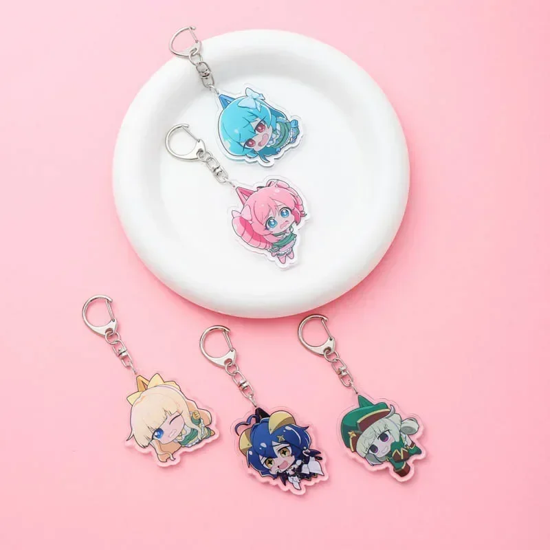 

Anime Gushing over Magical Girls Acrylic Keychain Accessaries Cartoon Funny Bag Pendant Charm Car Cute Keyring Friends Gifts