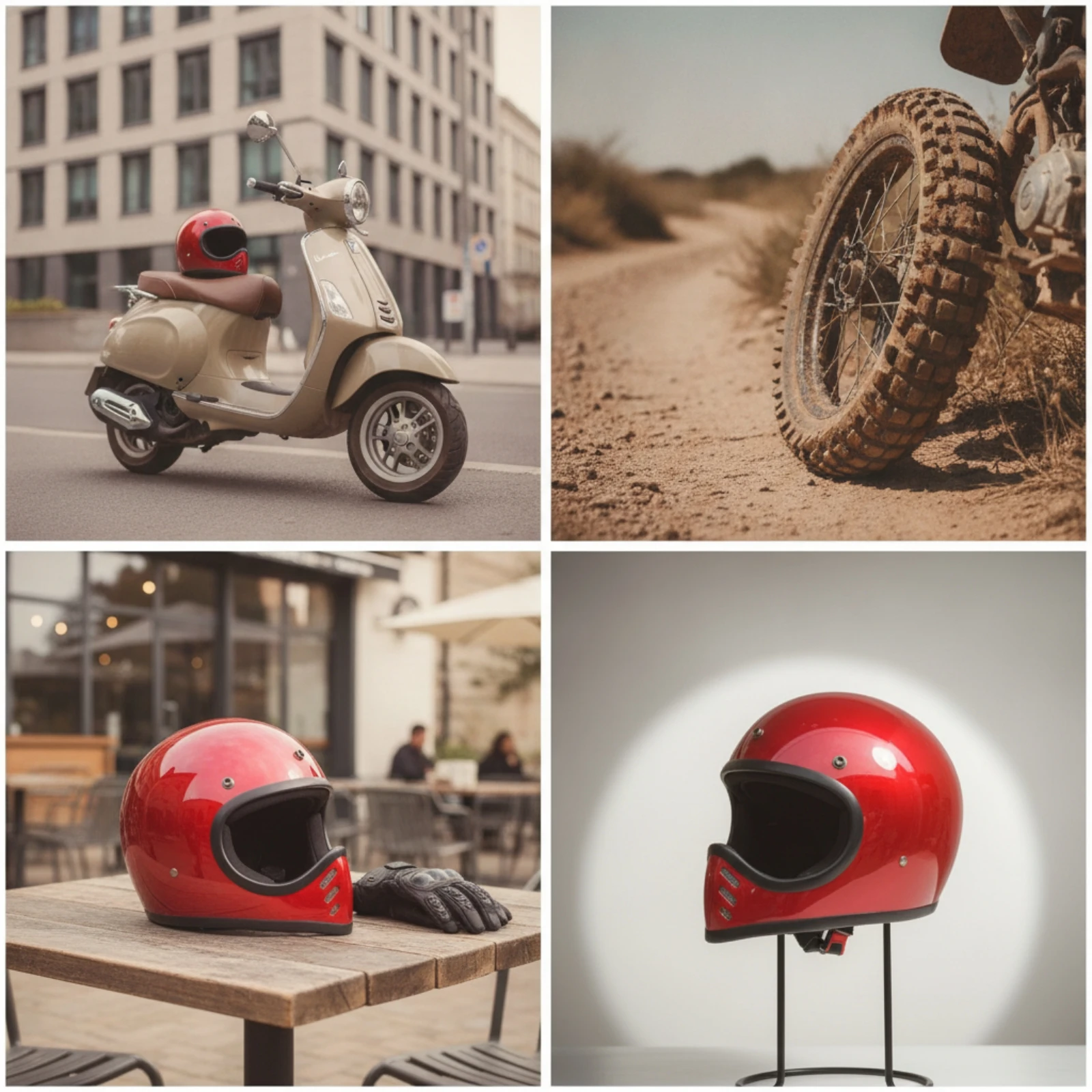 Retro Motorcycle Helmet Glossy Open Face Motorcycle Helmet Fiberglass DOT Approved for Scooter Riders, City Riding