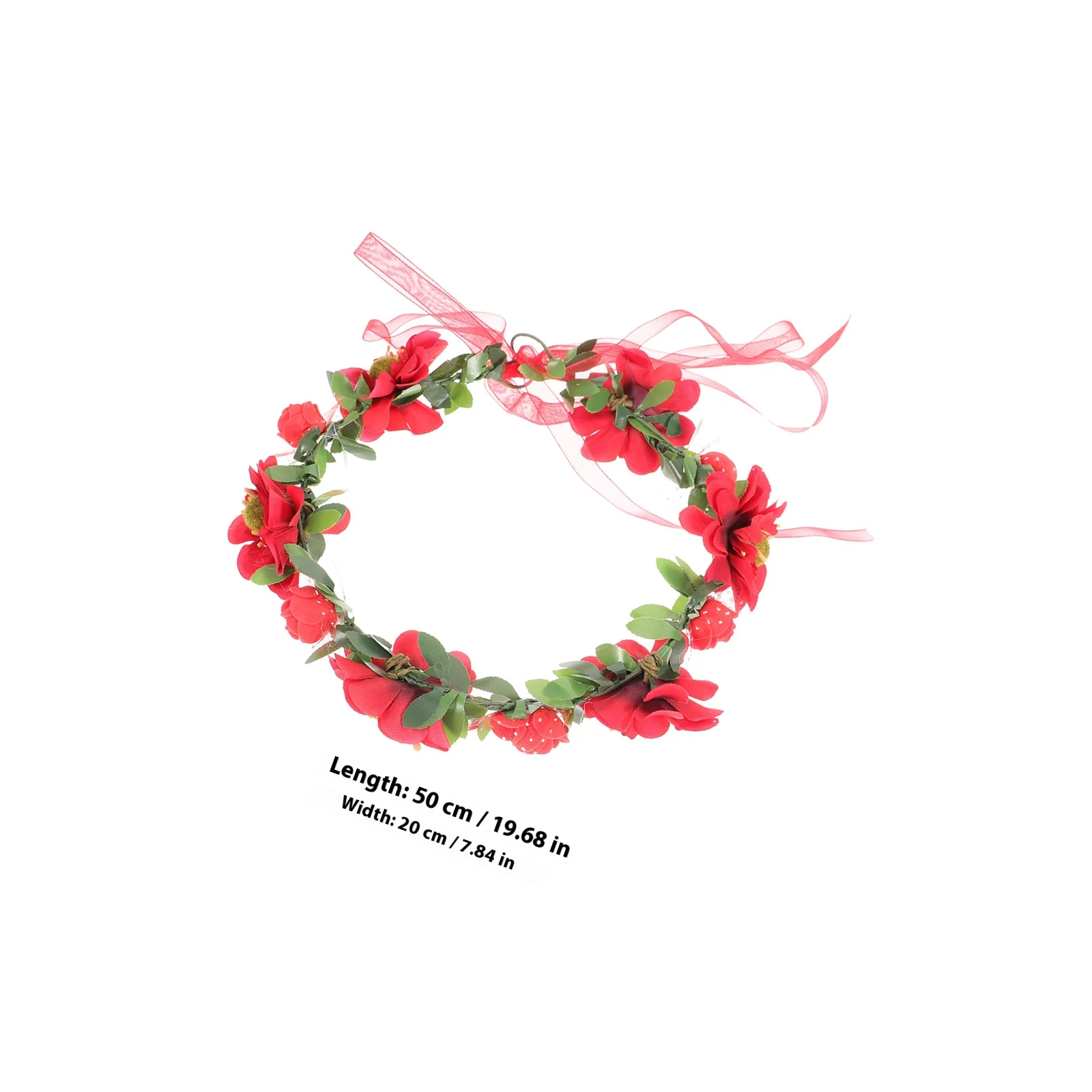 زهرة حمراء هيرباند البوهيمي الأزهار تاج قابل للتعديل أغطية الرأس للتصوير الفوتوغرافي الزفاف إكليل الزهور