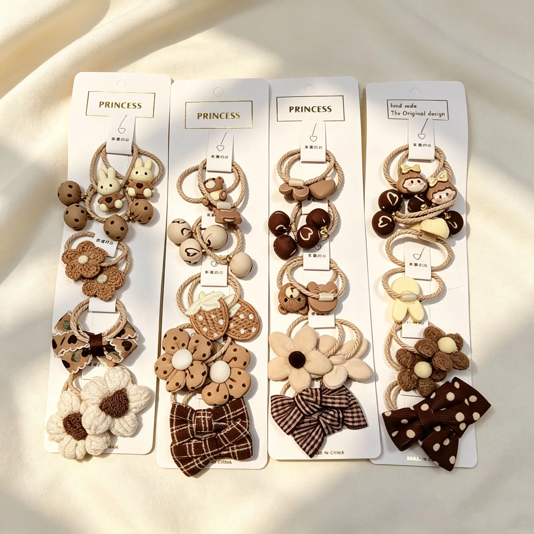 Cute Cartoon Flower Bow Children Small Scrunchie Baby Girl Kid Elastic Hair Rubber Band Accessories Tie Hair Ring Rope Headdress