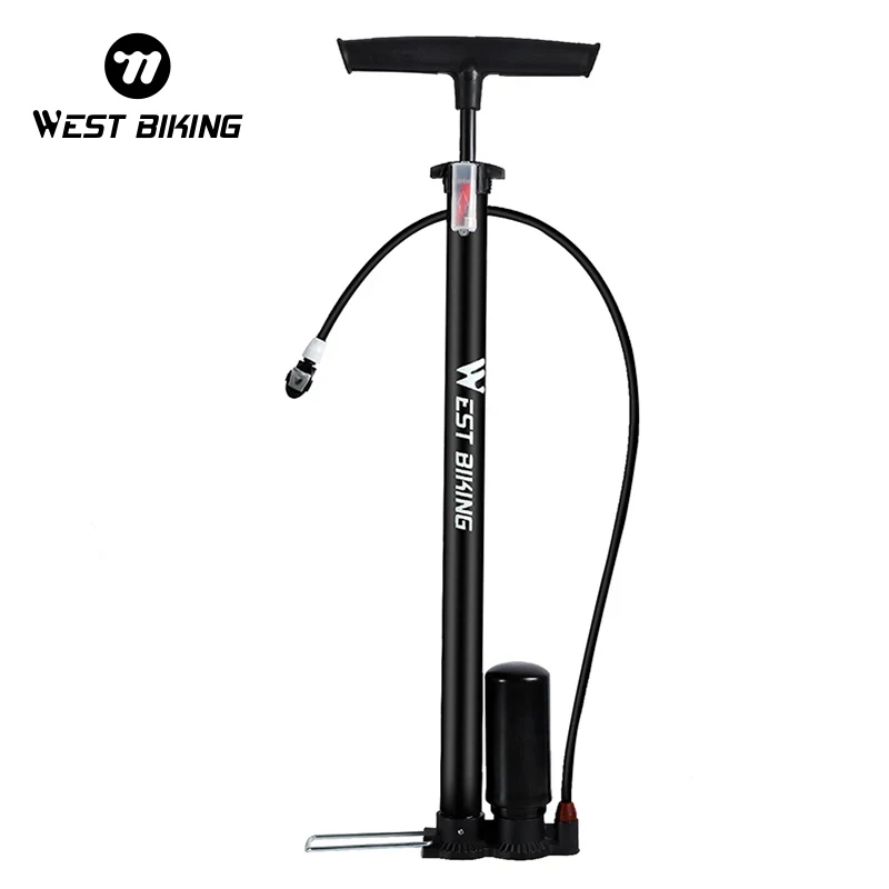 WEST BIKING 150Psi Bike Pump High Pressure Foot Booster Pump Cycling Tire Inflator Presta Schrader Valve Bicycle Accessories