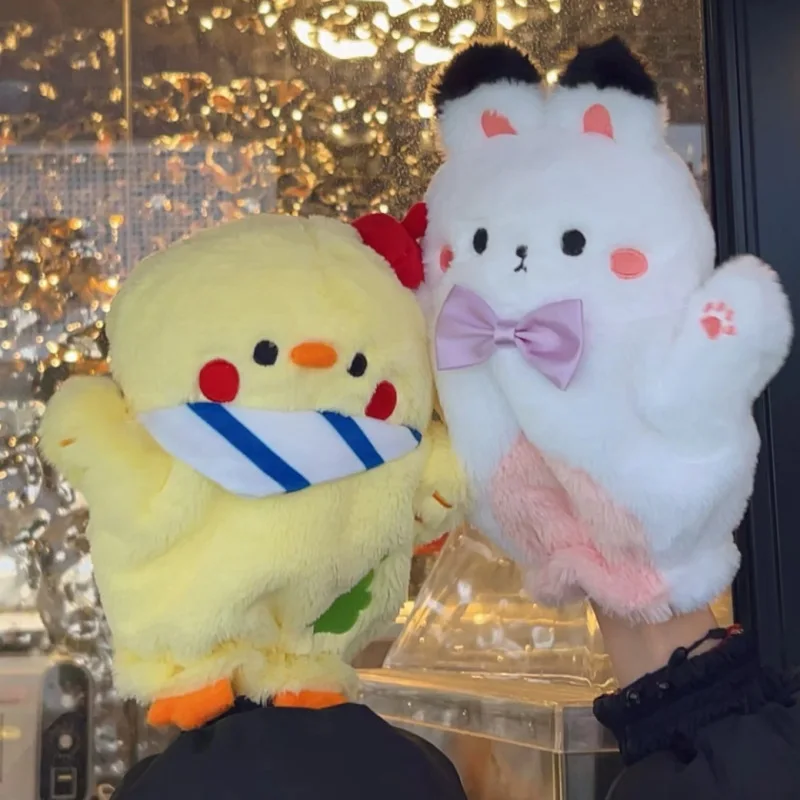 Guanti in peluche invernali con burattino a mano in cotone a tema cosmico per ragazze, set regalo caldo con personaggi animali