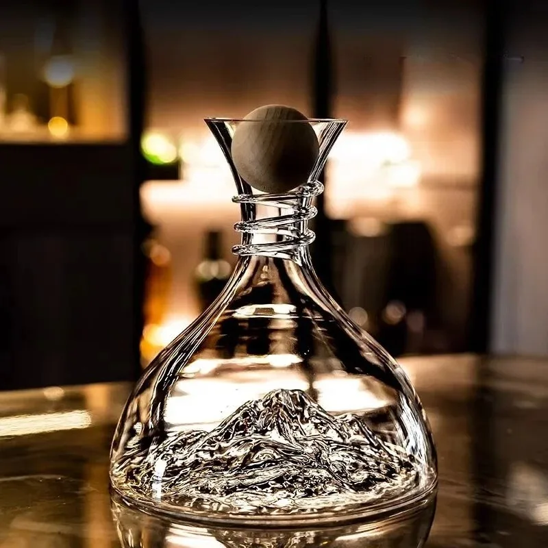 Lead-Free Crystal Wine Decanter  Iceberg Design Aerator Optional Wooden Stopper Home Bar Accessory Barware and homemade items