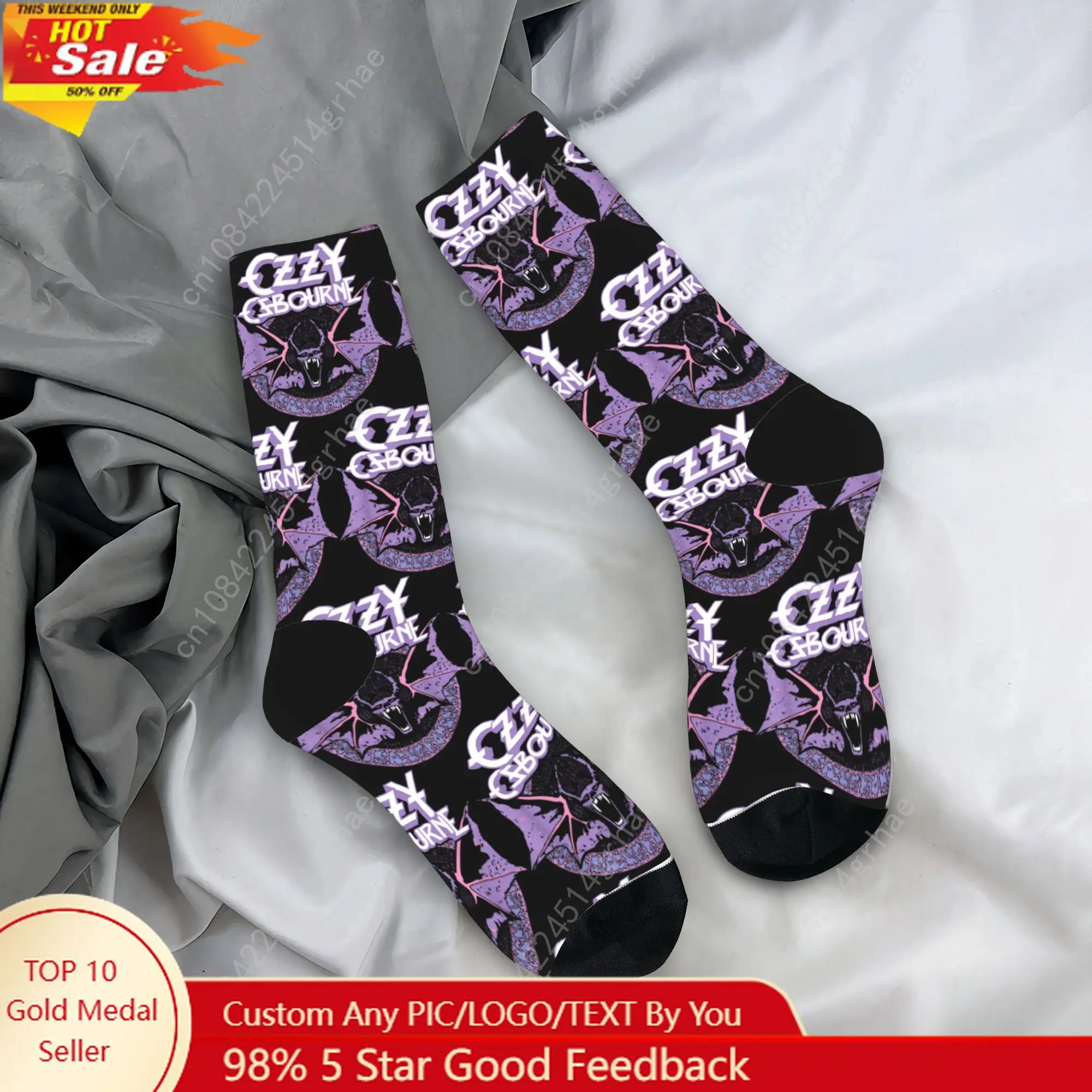 

Дьявол Металл Оззи Осборн Пастельные носки с летучей мышью Чулки для отдыха Мужские удобные спортивные носки на открытом воздухе Осенний дизайн Нескользящие носки