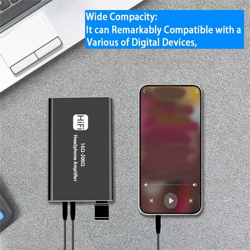 AP-Hifi Rechargeable Headphone Amplifier Portable AMP 3.5Mm AUX Audio Cable Audio Two-Stage Gain Switch