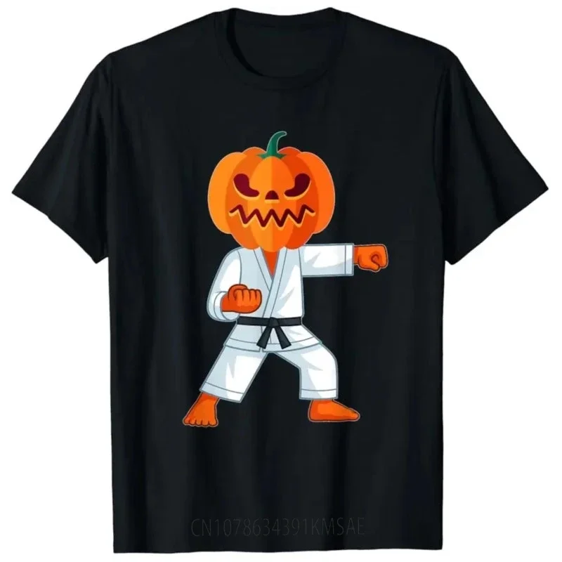 Halloween Karate Fighter Pumpkin Head Scary Gift T-Shirt T-Shirt Unisex Style Shirts for Women Men Clothing Hip Hop Shirt