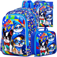 3PCS Boys Backpack, Water Resistant Kids Bookbag with Lunch Box, 16\