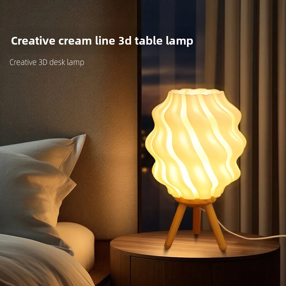 LED Night Light USB Plug-in Charging Personalized 3D Printing Small Desk Lamp 3-color Changing Desktop Ornament