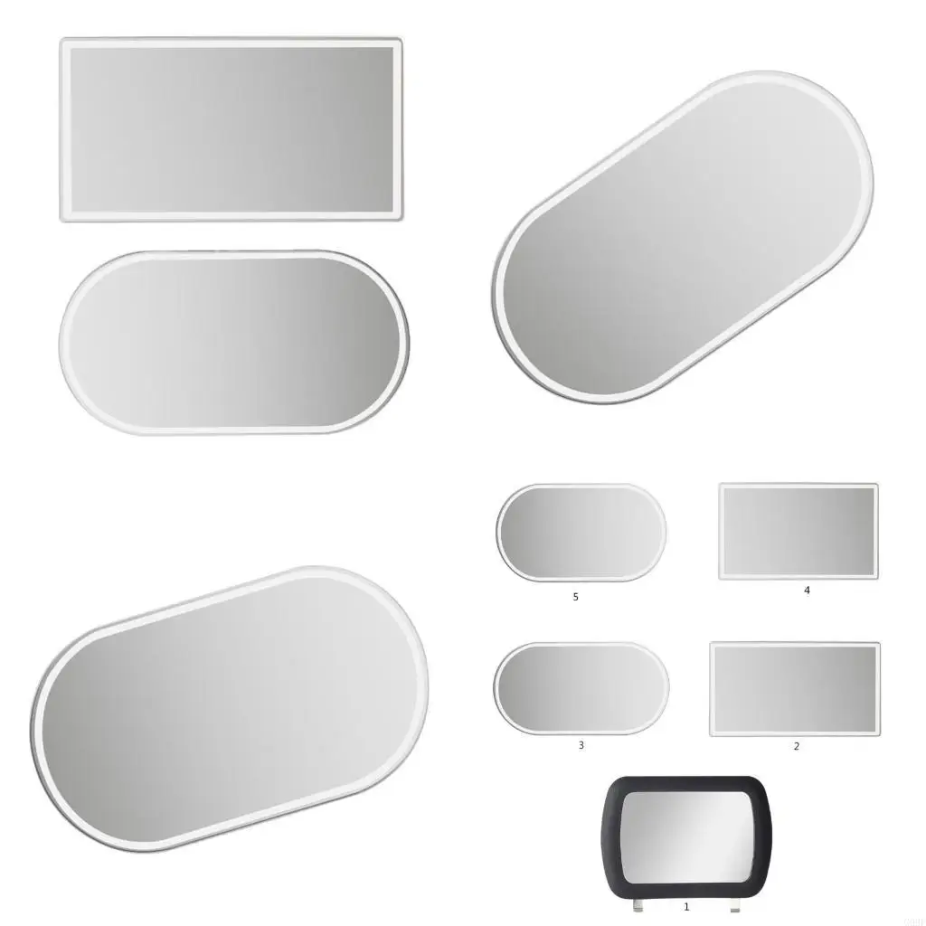 

G99F Stainless Steel Makeup Mirror Car Sun Visors Makeup Mirror Adhesive Vanity Mirror Car Interior Cosmetic Mirror