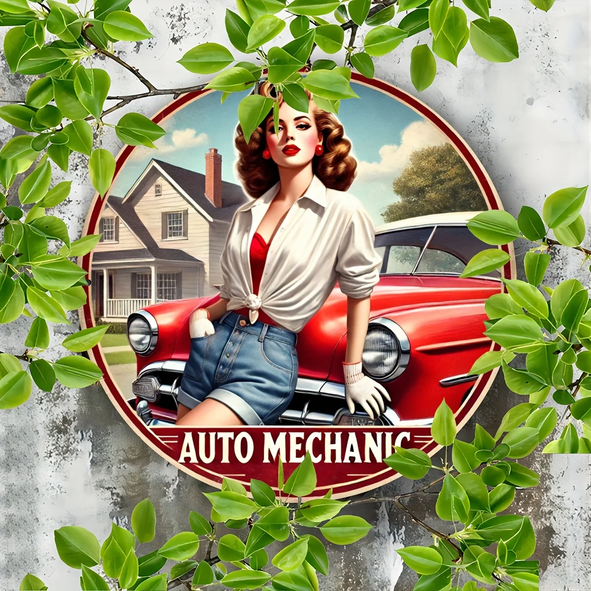 Event Party Shop - 1 set retro autoreparatie-bordjes, ronde wanddecoraties