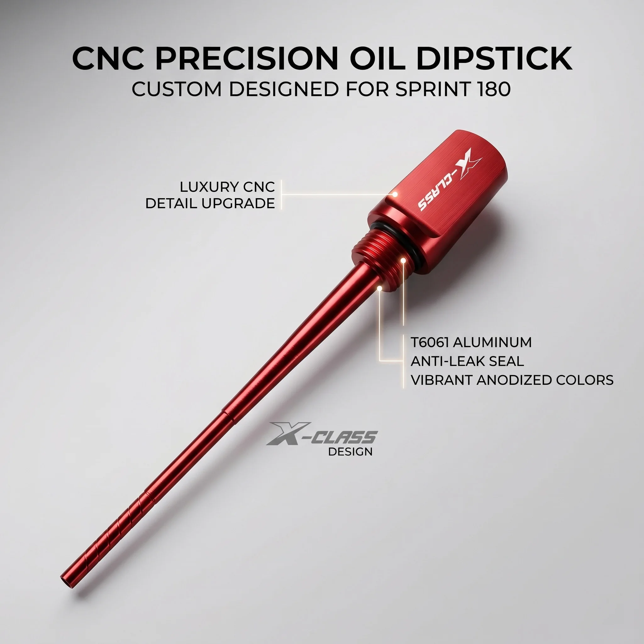 For VESPA Sprint Primavera S180 180 Tech 2026 Scooter CNC Aluminum Oil Dipstick Engine Gas Level Gauge with Seal Ring Black Red