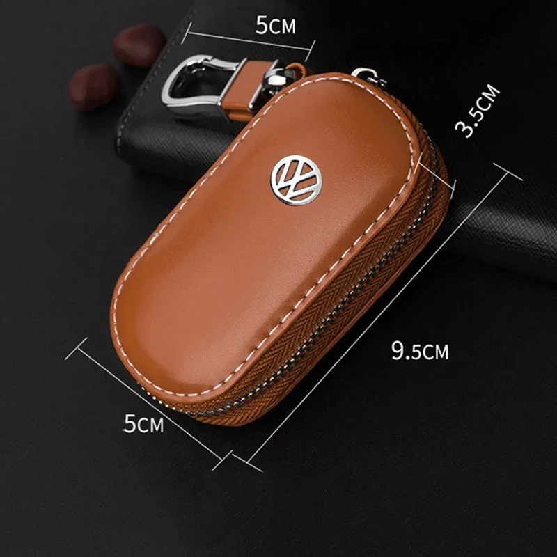 Leather Car Key Case Purse Cover for Volkswagen Sharan Golf Passat Jetta Touareg Tiguan Polo Sagitar Lavida Scirocco Accessories