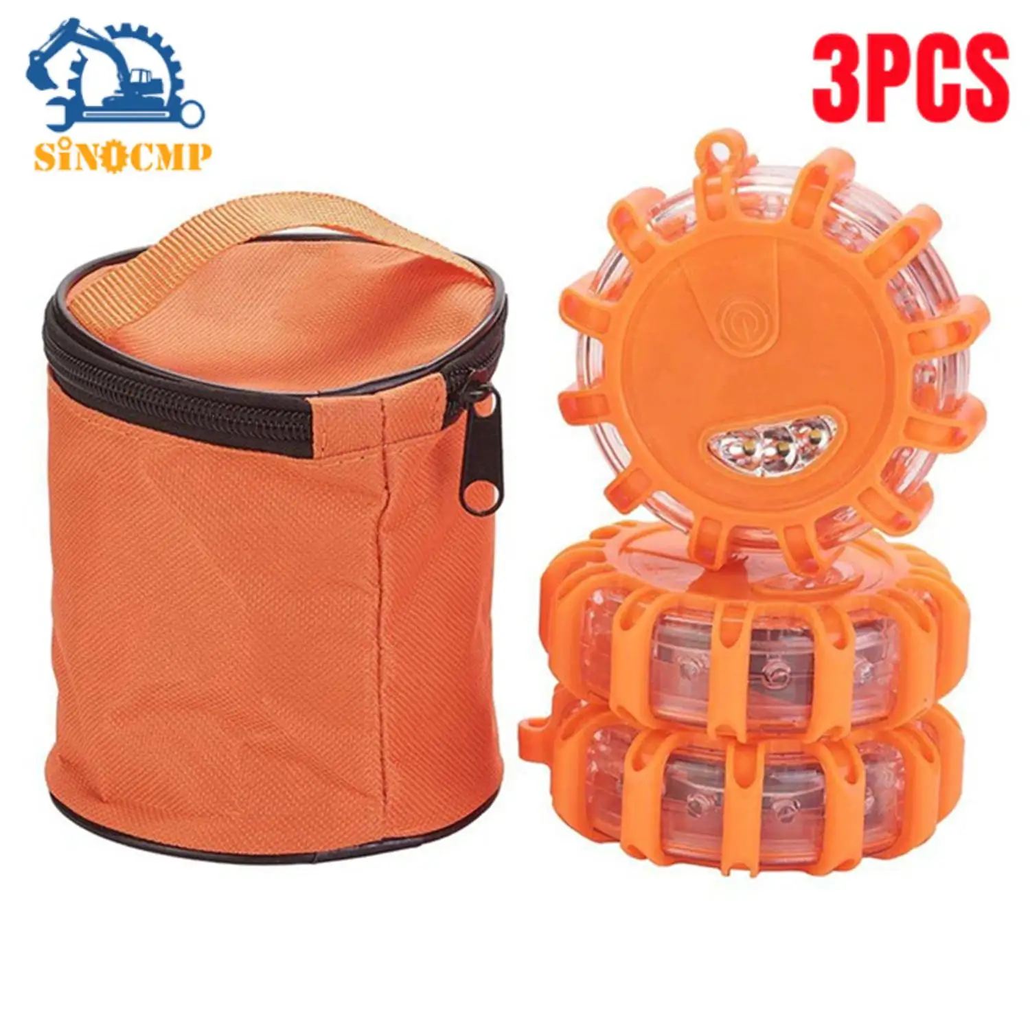 

3Pcs LED Road Flares Emergency Lights Magnetic Base Waterproof Car Traffic Warning Flare 360° Visibility Rechargeable Safety