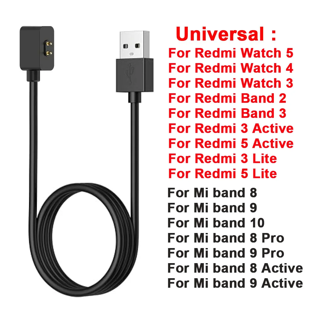Magnetic Charger for Xiaomi Mi Band 10 9 8/9 8Pro/9 8 Active/Redmi Watch 5 4 3/5 3 Active/5 3 Lite Universal USB Charging Cabl