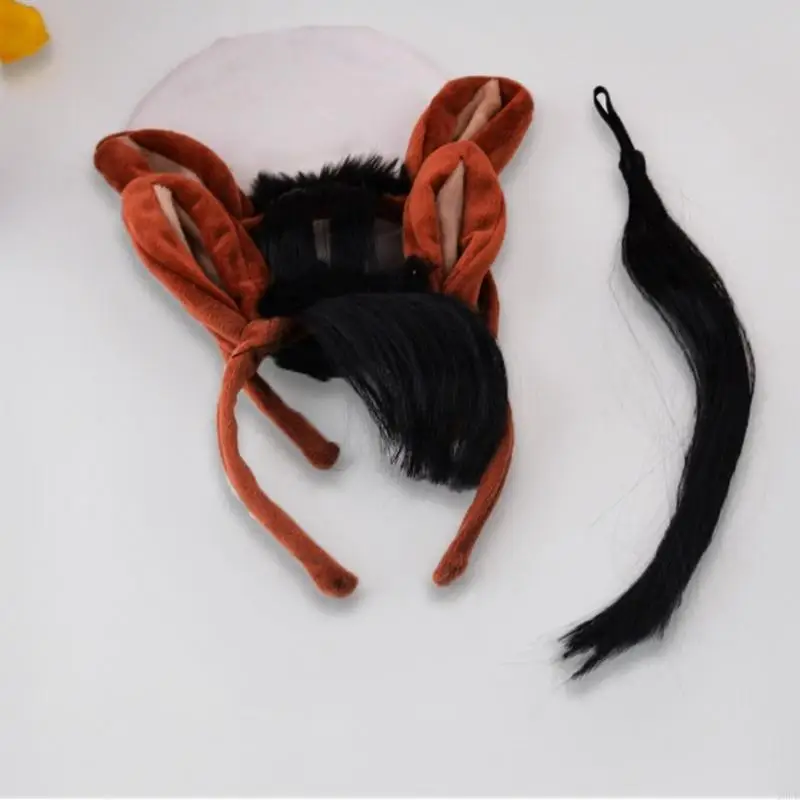 Horse Costume Horse Ear Headband Horse Tail Halloween Horse Cosplay Accessories 