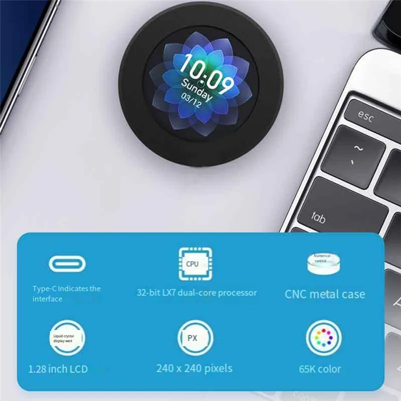 -A25M ESP32-S3 لوحة تطوير 32 بت LX7 معالج ثنائي النواة مع شاشة LCD مستديرة IPS 1.28 بوصة، يدعم واي فاي/بلوتوث