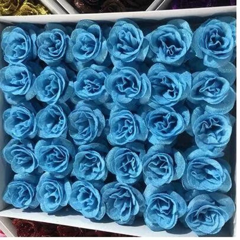 Crystal gold powder rose head simulation rose flower blue enchanter artificial flower immortal flower holding bouquet material b