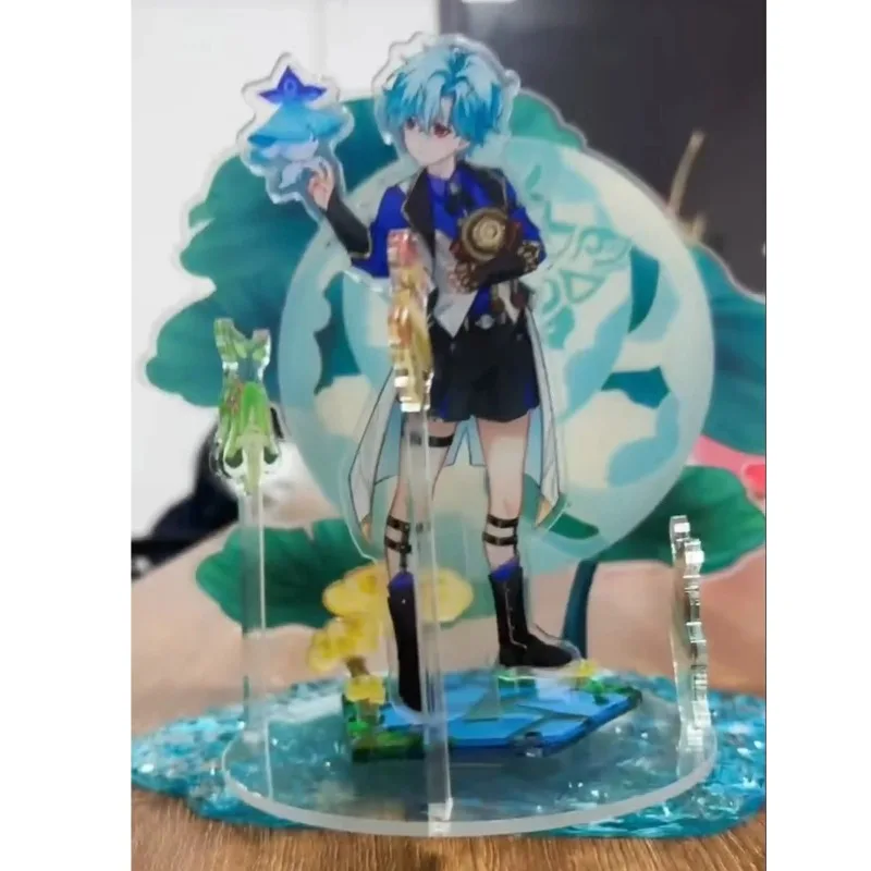 Anime Genshin Impact Il Dottore Rotating Spinning Acrylic Standee Figure Standing Sign Desktop Display Collectible Cosplay Gift