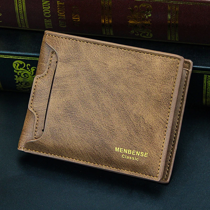 Men's Wallet Luxury Designer Card Holder for Male PU Leather Men Wallets Fold Portable Short Purse Cardholder	Billfold