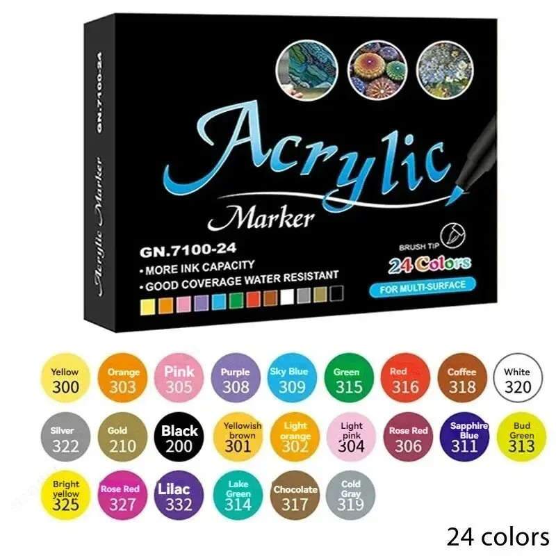 GN 12-60Pcs/set Pastel Colors Acrylic Marker Paint Pens Available On Rock Glass Canvas Metal Ceramic Mug Wood Plastic