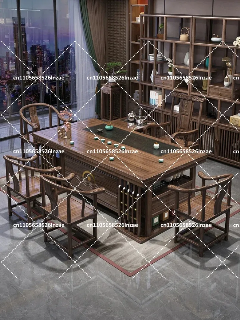 Solid Wood Table and Chair Set 5-Piece Dining Set for Home Tea Brewing and Daily Use