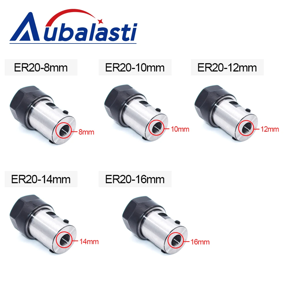 Aubalasti 1Pcs CNC Lathe Chuck ER11 ER16 ER20 Collet Chuck Shaft Lathe Tools Spindle Motor Shaft Extension Rod 4mm-16mm