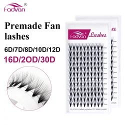 Fadvan10D 12D 16D Eyelash Extensions With Sharp Narrow Rod Premade Fan Mix 8-14mm Natural Soft And Russian Volume Faux M