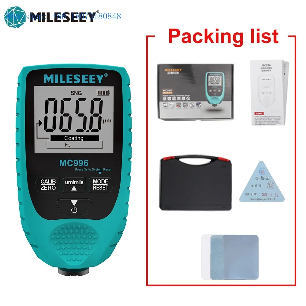 Mileseey MC996 MC998 Thickness Gauges Car Paint Film Coating Thick Detector Automobile Repair Tools 0-1500um Fe & NFe Probe Kits