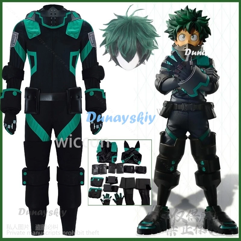 Anime My Heo Academia Cosplay Midoriya Izuku Costume Wig Black Battle Uniform Full Set Man Halloween Christmas Suit Customized