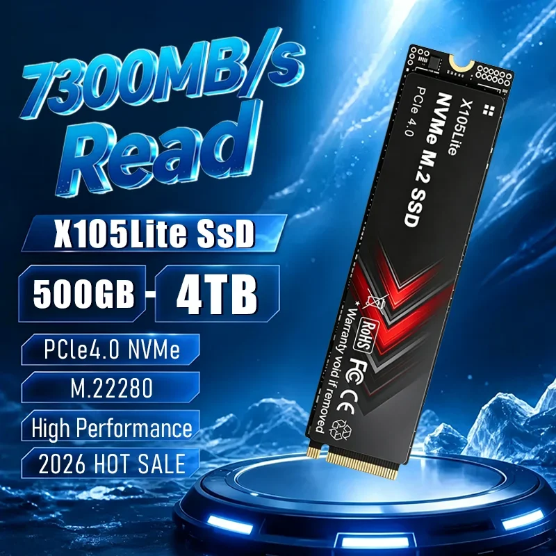 NEW X105Lite 500GB-4TB PCIe 4.0 NVMe M.2 2280 SSD 7300MB/s Seq Read Speed Internal Storage for Desktop PCs & Laptops.Original
