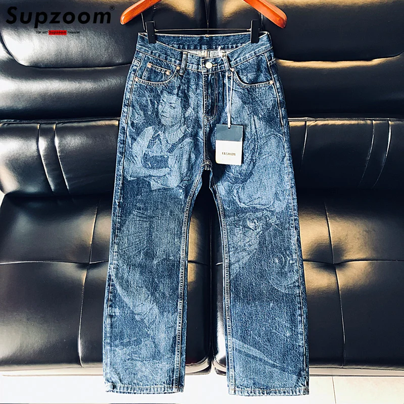 Supzoom New Arrival Hot Sale Top Fashion Autumn Zipper Fly Stonewashed Casual Patchwork Cargo Denim Pockets Cotton Jeans Men