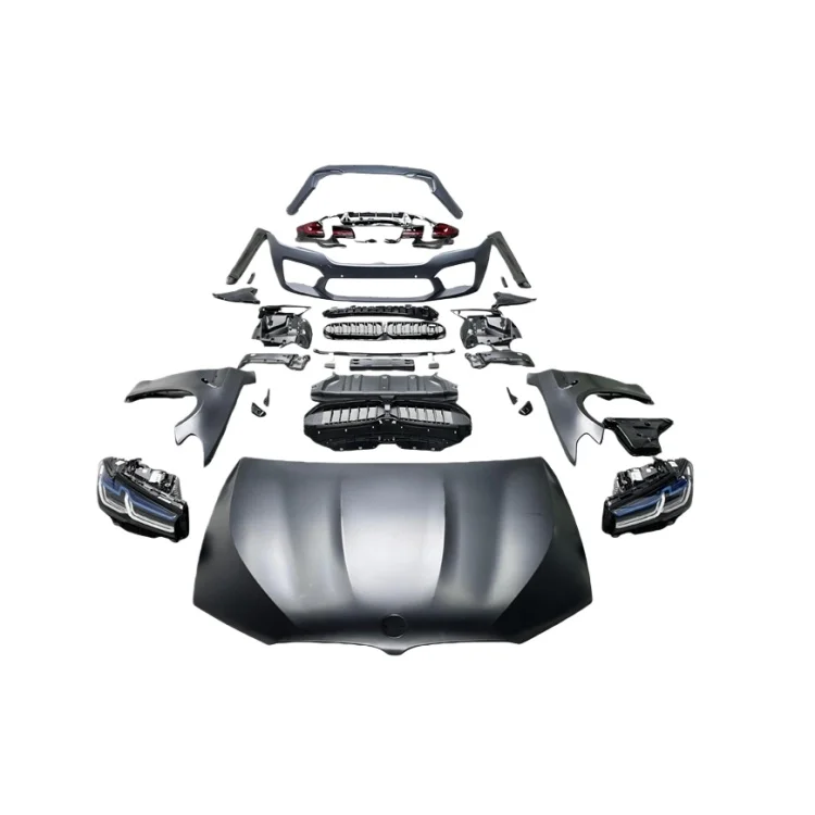 Veidt for 2018-2020 5 Series G30/G38 Old to New 23M5 Simplified Front Rear Bumper Engine Hood Full Body Kit with Hood Fender