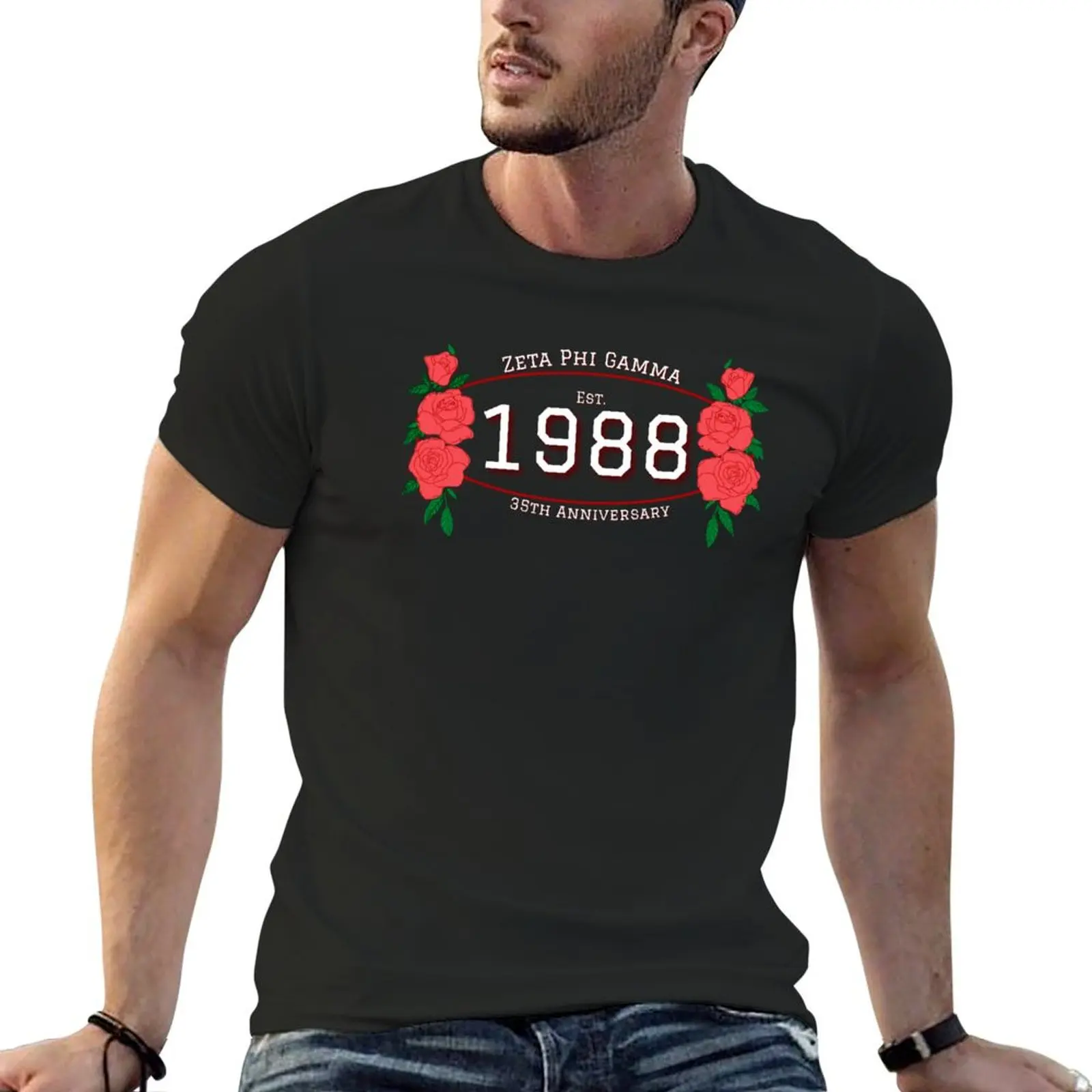 

Zeta Phi Gamma Anniversary (black) T-Shirt anime clothes vintage anime shirt mens white t shirts