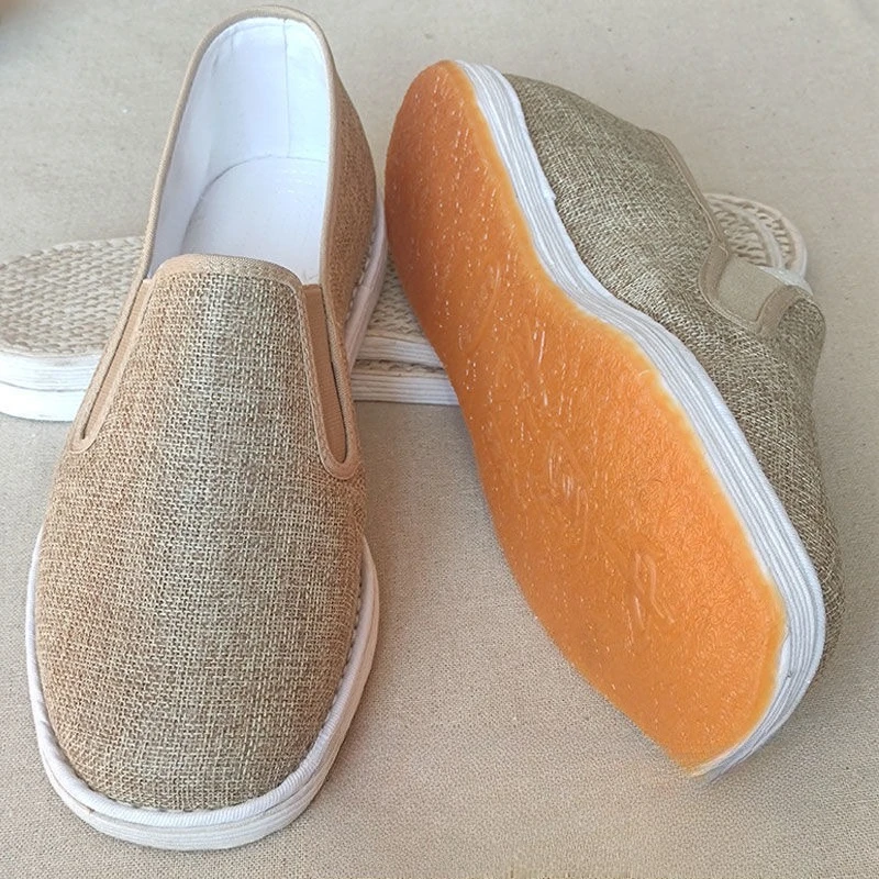 Men's Shoes 2026 New Fabric Shoes Breathable Soft Soled Casual Shoes Men's One Foot Sole Pure Handmade Linen Cloth Shoes，38-45