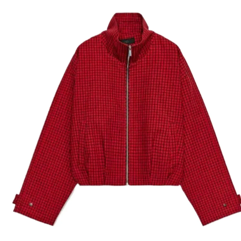Cross-border European and American Women's Clothing Spring  Autumn Popular French Fashion Casual Trend Bomber Jacket Wave Point