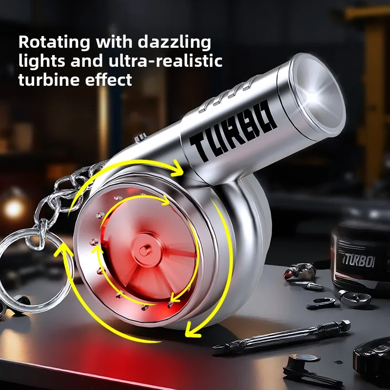 TURBO Turbocharger Simulation Toy Car Turbocharger Light Decompression Keychain Toy for Men and Women