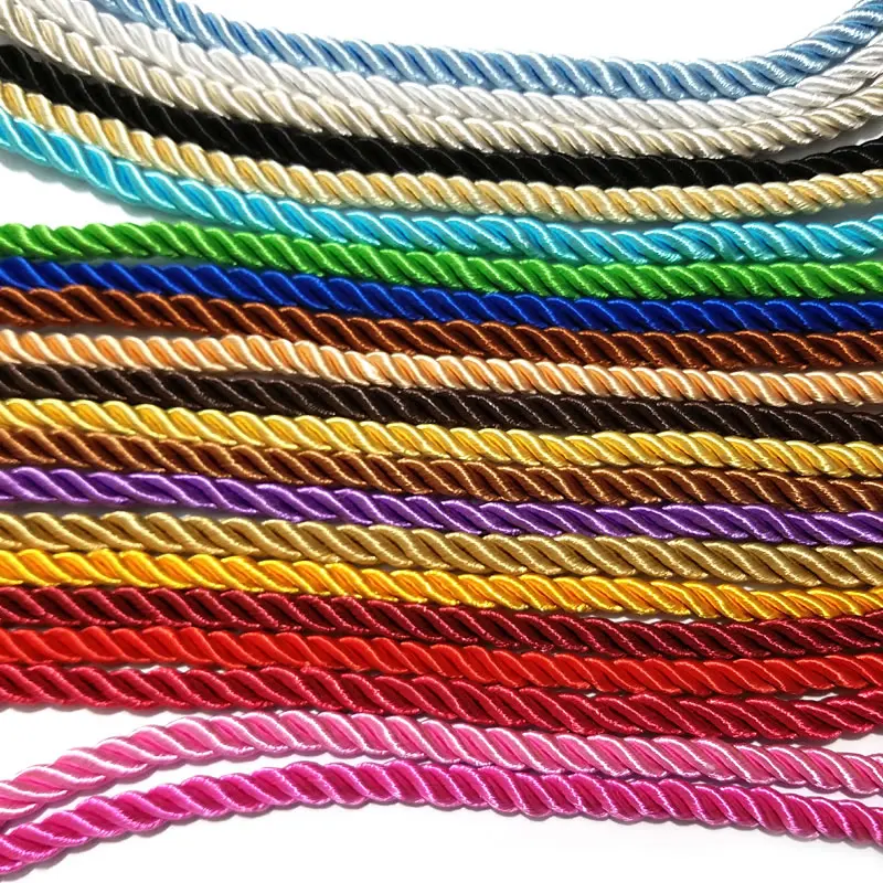 (30125)10 Meters 5mm Satin Polyester Cords Three strands of Rope Silk thread Rope Diy Jewelry Findings Accessories