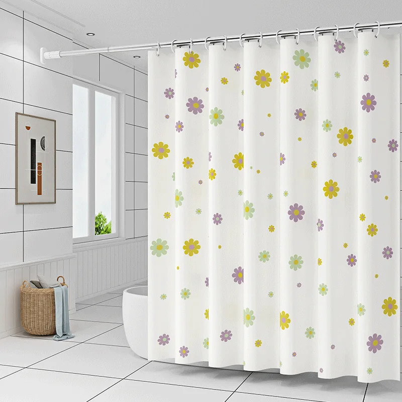 Shower Curtains Floral Classic Bath Curtain Decor Waterproof PEVA Fabric White Machine Washable with Hooks Home Decorative 240