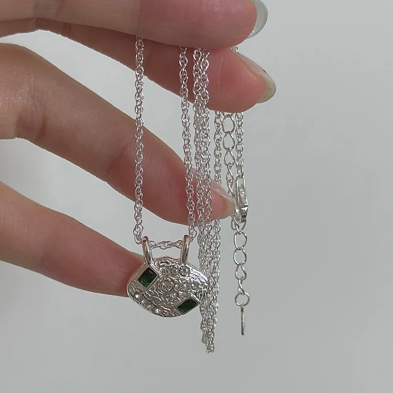 S925 Sterling Silver Korean Version Niche Design Sense Retro Simple Zircon Necklace  Simple Collarbone Chain Wholesale