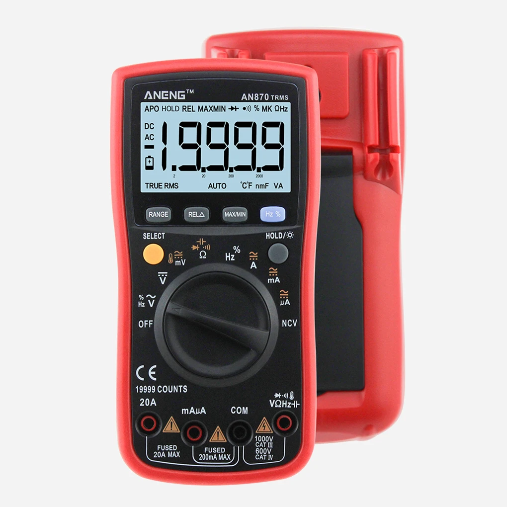 

ANENG AN870 19999 Counts Auto Range Digital Multimeter NCV Ohm Meter AC DC Voltage Ammeter Voltmeter Temperature Tester