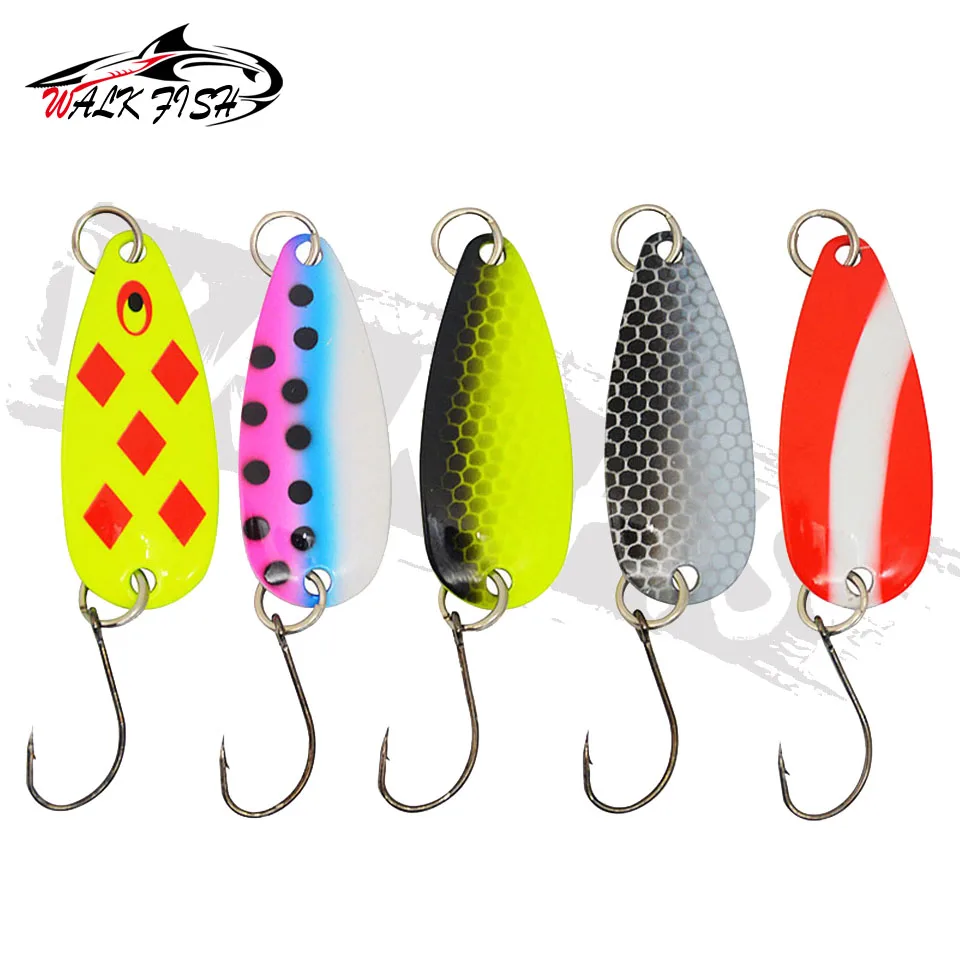 WALK FISH 1PCS Trout Spoon Bait 2g 3g 3.5g Metal Fishing Lure With Single Hook Hard Bait Lures Trout Perch Chub Salmon